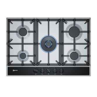 Neff T27DA69N0 N70 75cm 5 Burner Gas Hob in Stainless Steel Wok Burner