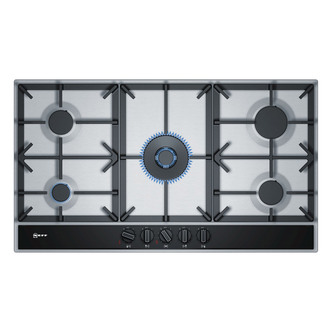 Neff T29DA69N0 N70 90cm 5 Burner Gas Hob in Stainless Steel Wok Burner