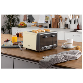 Bosch TAT4P447GB 4 Slice Toaster in Cream