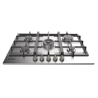 Indesit THP751PIXI 75cm 5 Burner Gas Hob in Stainless Steel Wok Burner