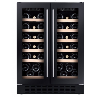 CDA WCCFO622BL 60cm Freestanding Twin Door Wine Cooler Black 38 Bottle