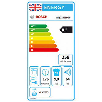 Bosch WQG245S9GB 9kg Serie 6 Heat Pump Dryer in Silver A Rated