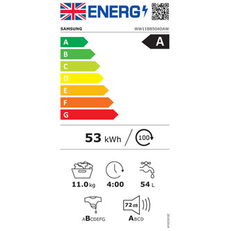 Samsung WW11BB504DAW Washing Machine in White 1400rpm 11kg A Rated Spa
