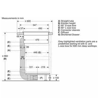 Neff Z861KR1 Recirculation Starter Kit For 60cm Minimum Worktop Dept