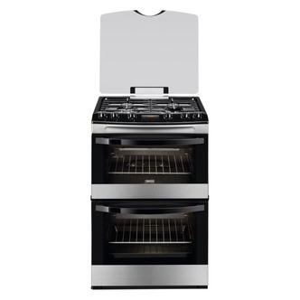 Zanussi ZCG63330XA 60cm Double Oven Gas Cooker in St/Steel Glass Lid