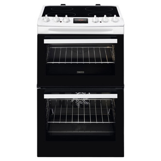 Zanussi ZCV46250WA 55cm Double Oven Electric Cooker in White Ceramic Hob