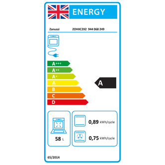 Zanussi ZOHXC2X2 Built In Electric Single Oven in Stainless Steel 58L