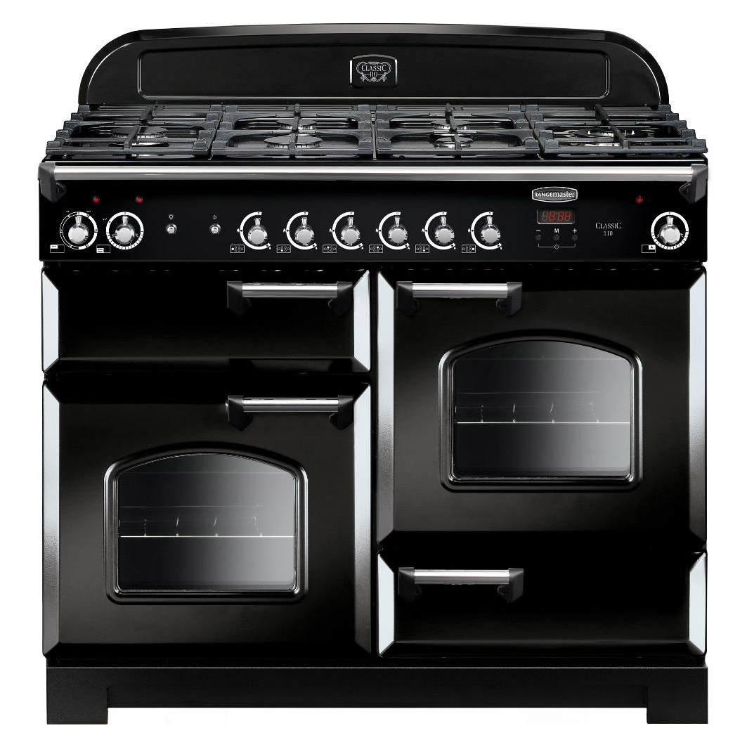 Image of Rangemaster 116780 110cm CLASSIC Dual Fuel Range Cooker in Black Chrom