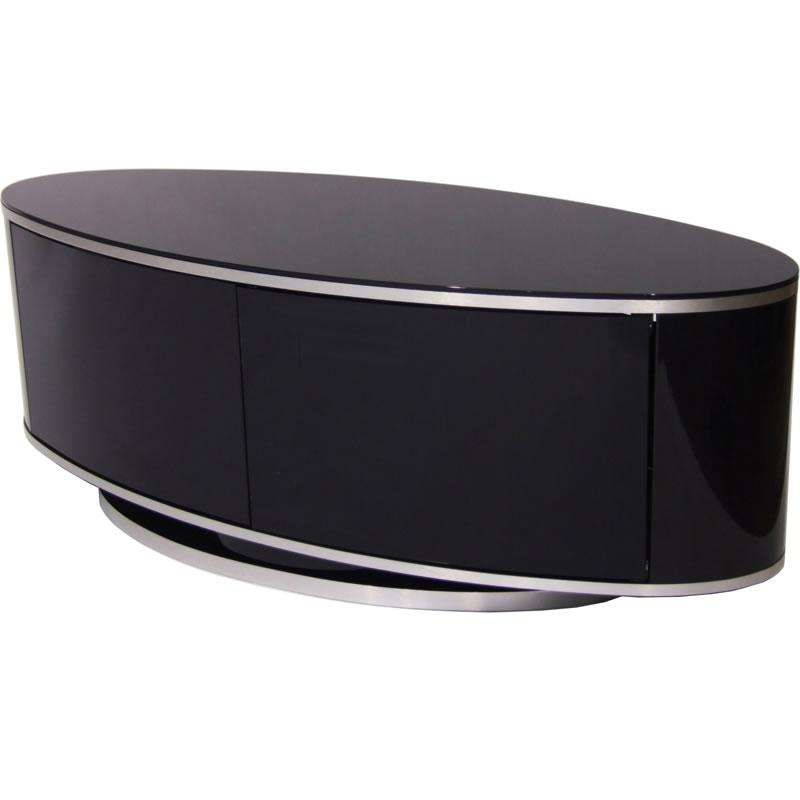 Image of MDA Design ZIN502610 Luna Oval Shape High Gloss Black TV Stand