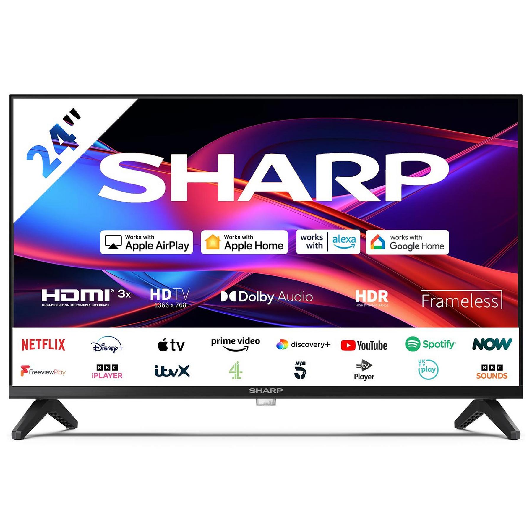 Sharp 1T C24GD2225 24 HD Ready HDR Smart LED TV HDR10 Dolby Digital Pl