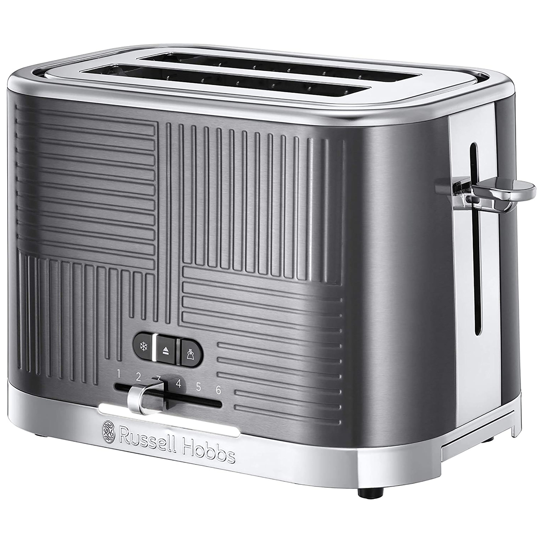 Image of Russell Hobbs 25250 Geo 2 Slice Toaster in Textured Grey Stainless Ste