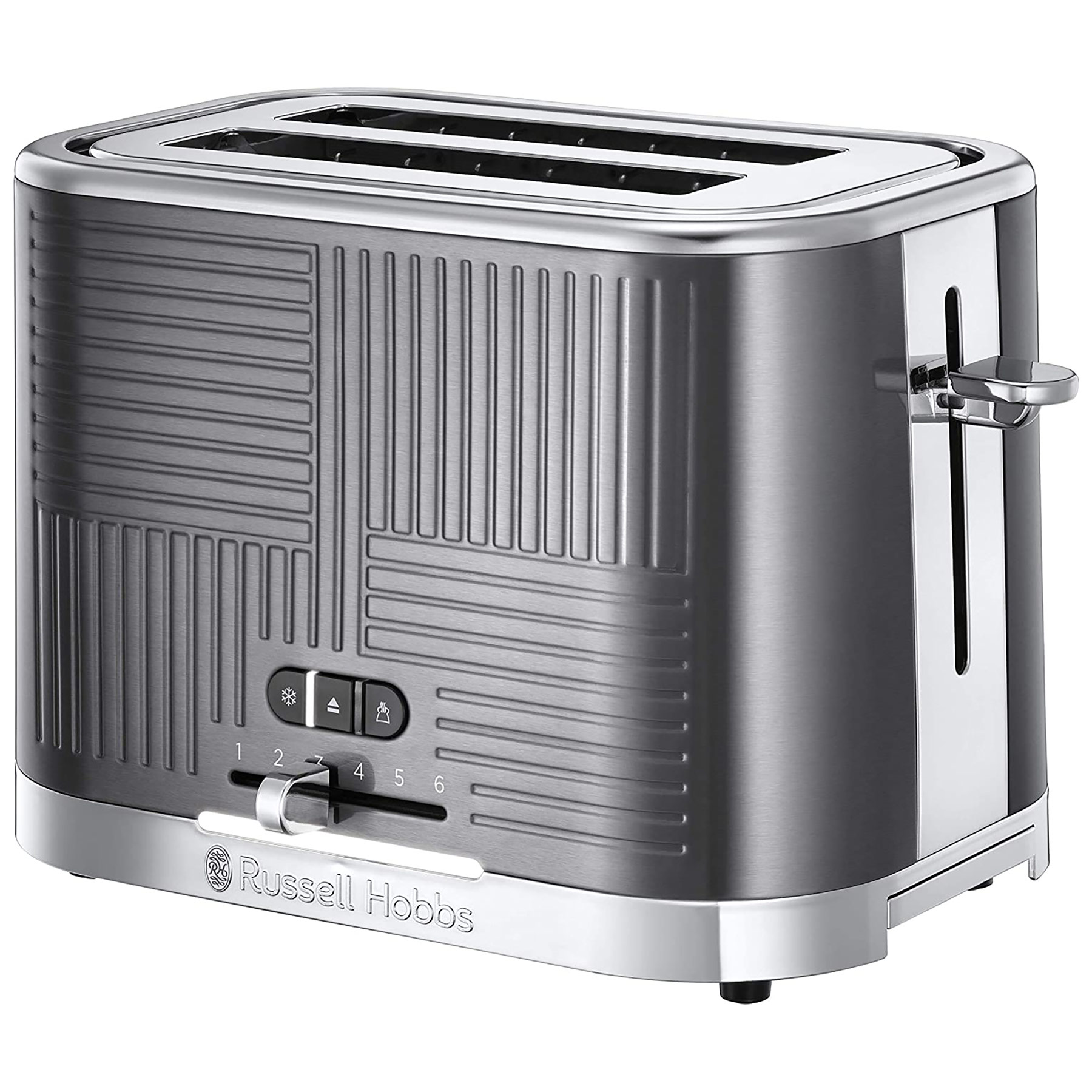 Russell Hobbs 25250 Geo 2 Slice Steel Toaster in Textured Grey Stainle