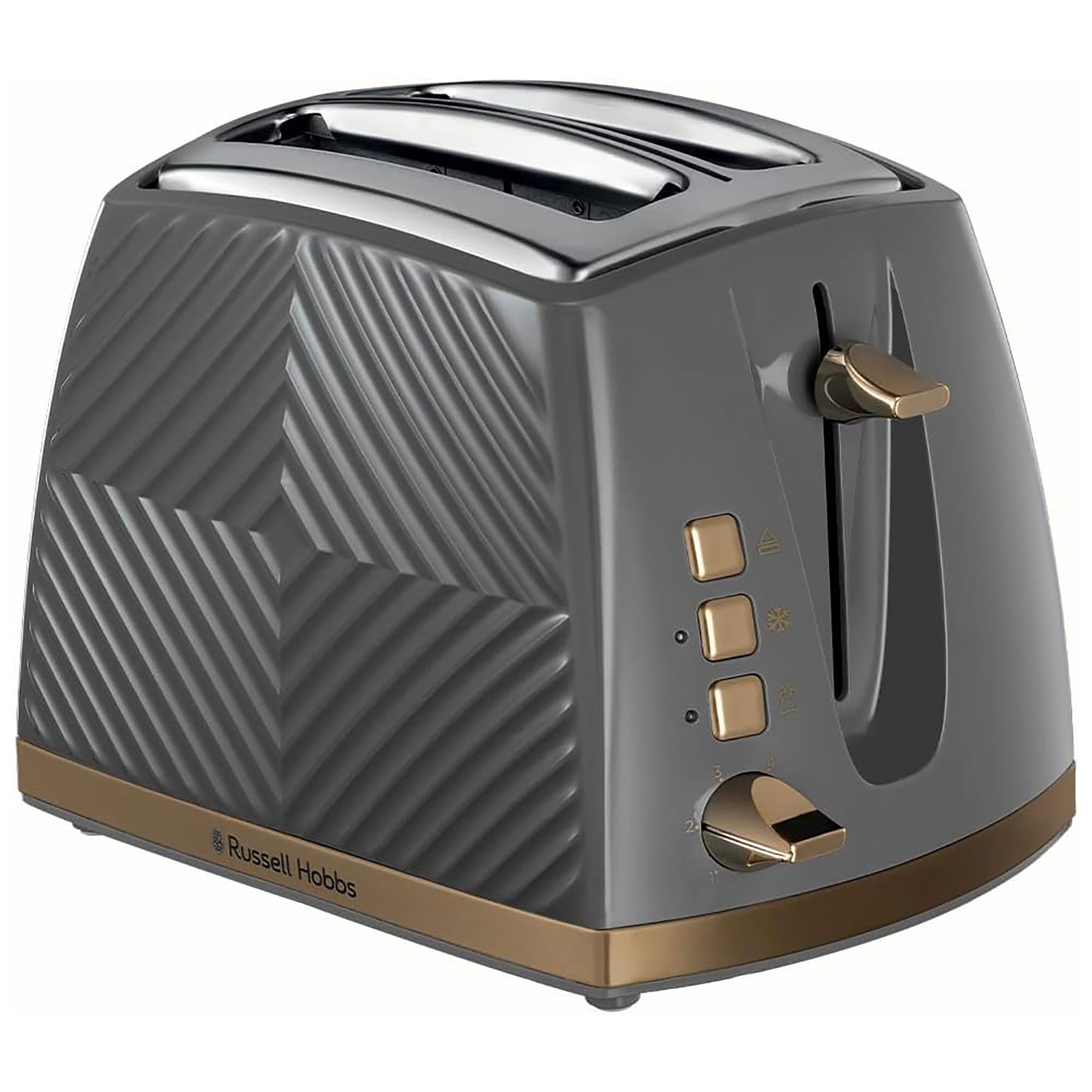 Russell Hobbs 26392 Groove 2 Slice Toaster Textured Grey and Gold