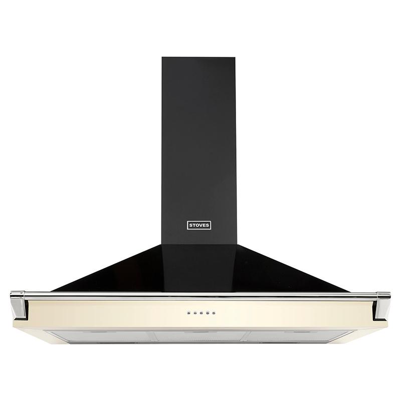 Image of Stoves 444410244 90cm Richmond Chimney Hood in Cream with Chrome Rail