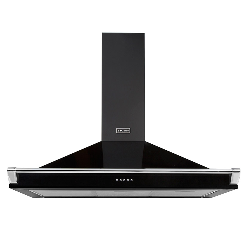 Image of Stoves 444410249 110cm Richmond Chimney Hood in Black with Chrome Rail