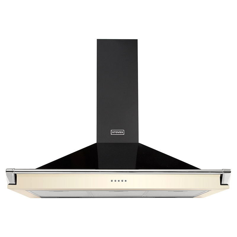 Image of Stoves 444410250 110cm Richmond Chimney Hood in Cream with Chrome Rail