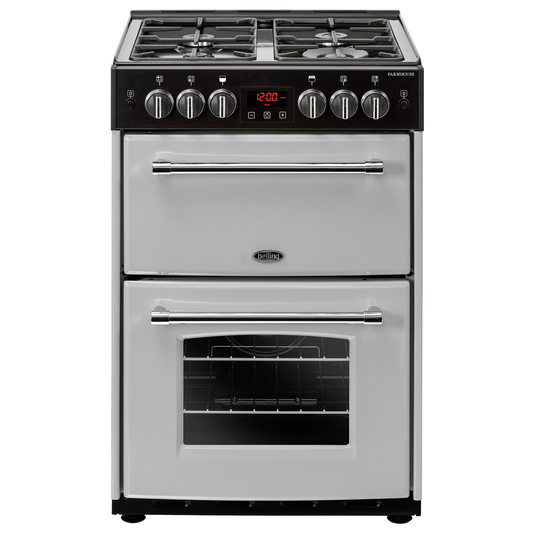 Image of Belling 444410791 60cm Farmhouse 60G Double Oven Gas Cooker in Silver