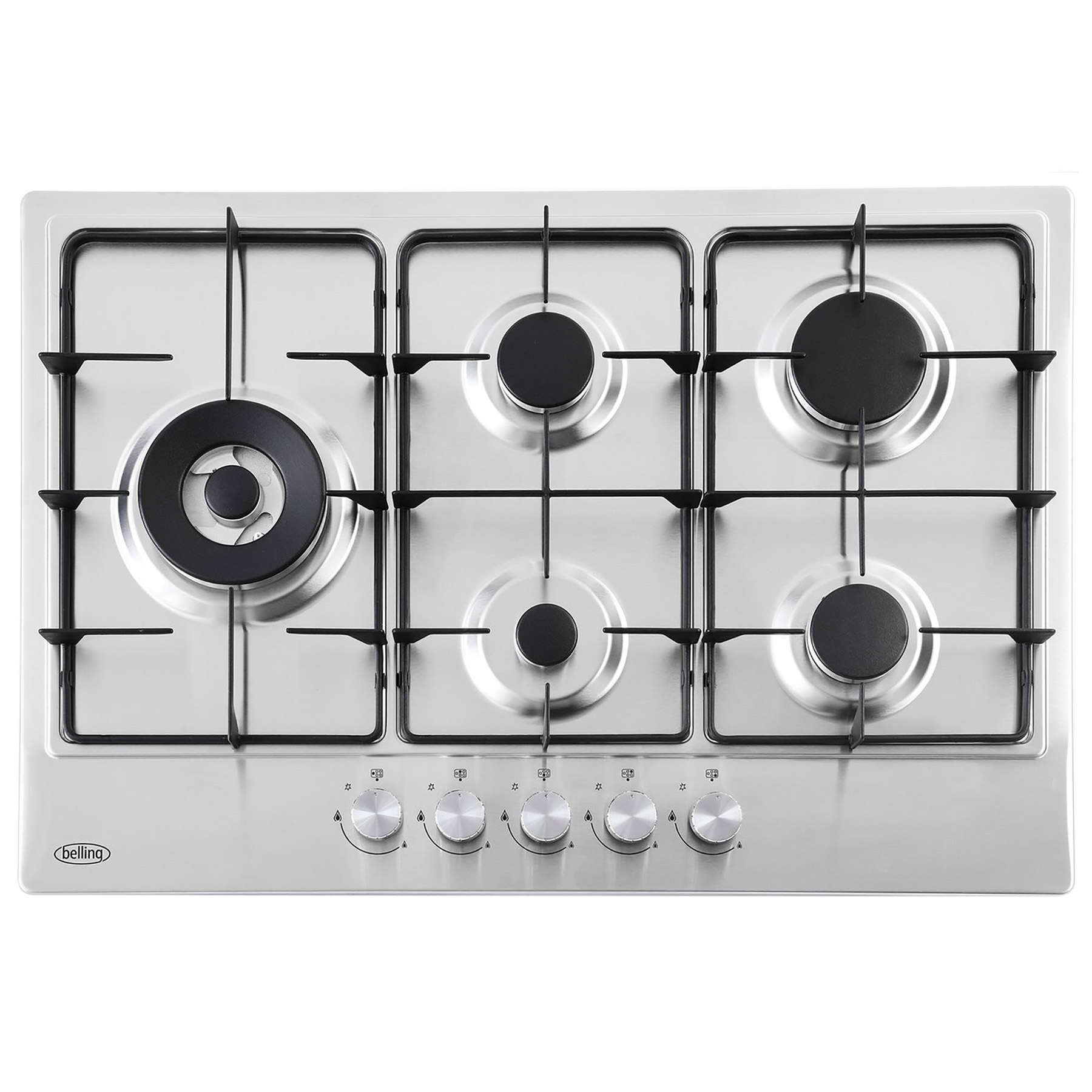 Belling 444411638 75cm 5 Burner Gas Hob in St Steel Wok Burner