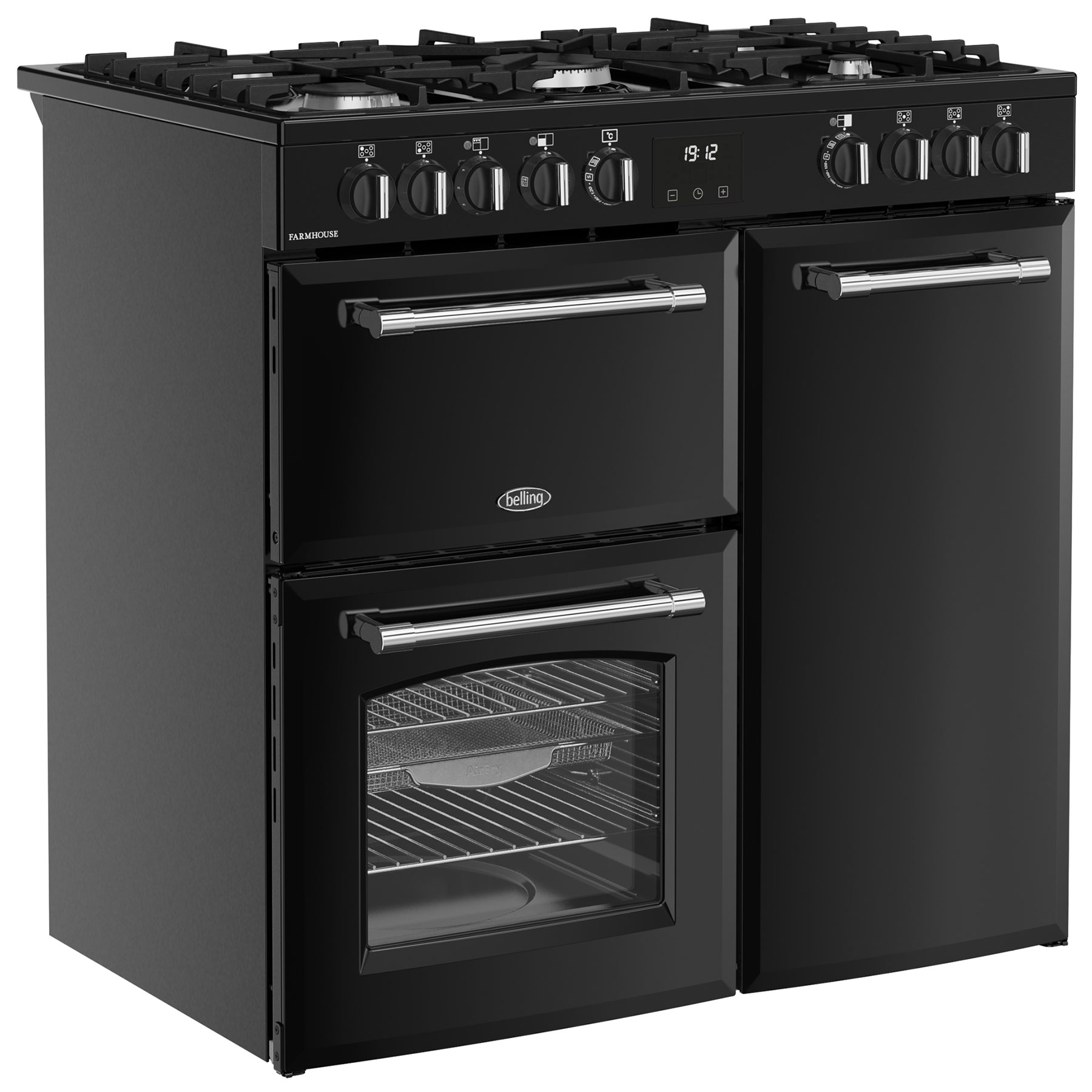 Belling 444411820 90cm Wide Farmhouse Dual Fuel Range Cooker in Black, photo 3