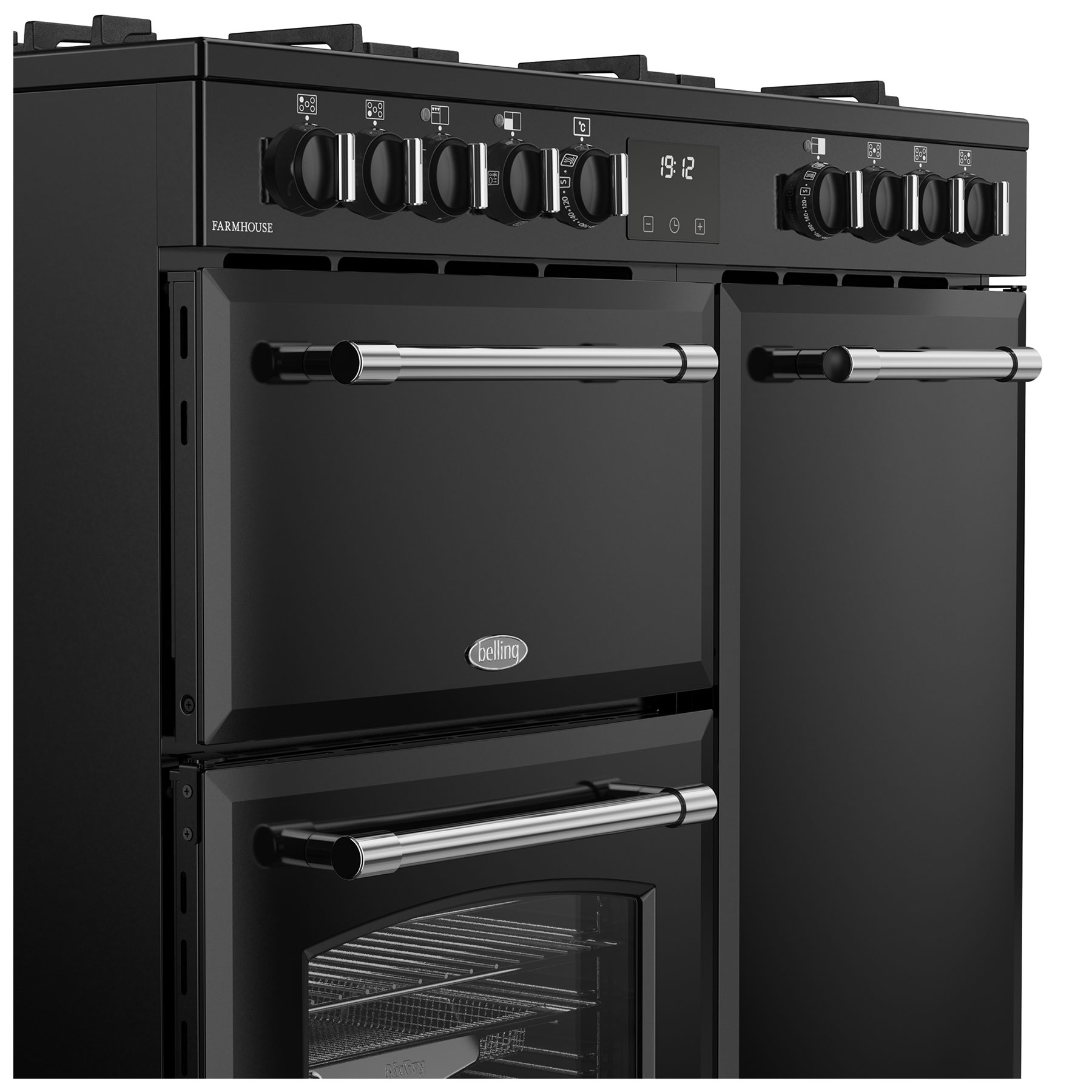 Belling 444411820 90cm Wide Farmhouse Dual Fuel Range Cooker in Black, photo 4