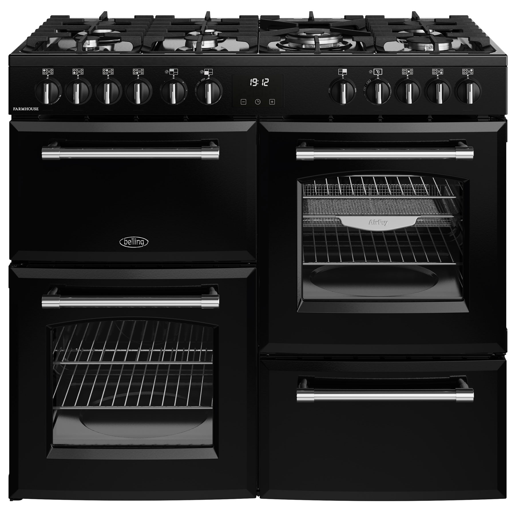 Belling 444411829 100cm Wide Farmhouse Dual Fuel Range Cooker in Black