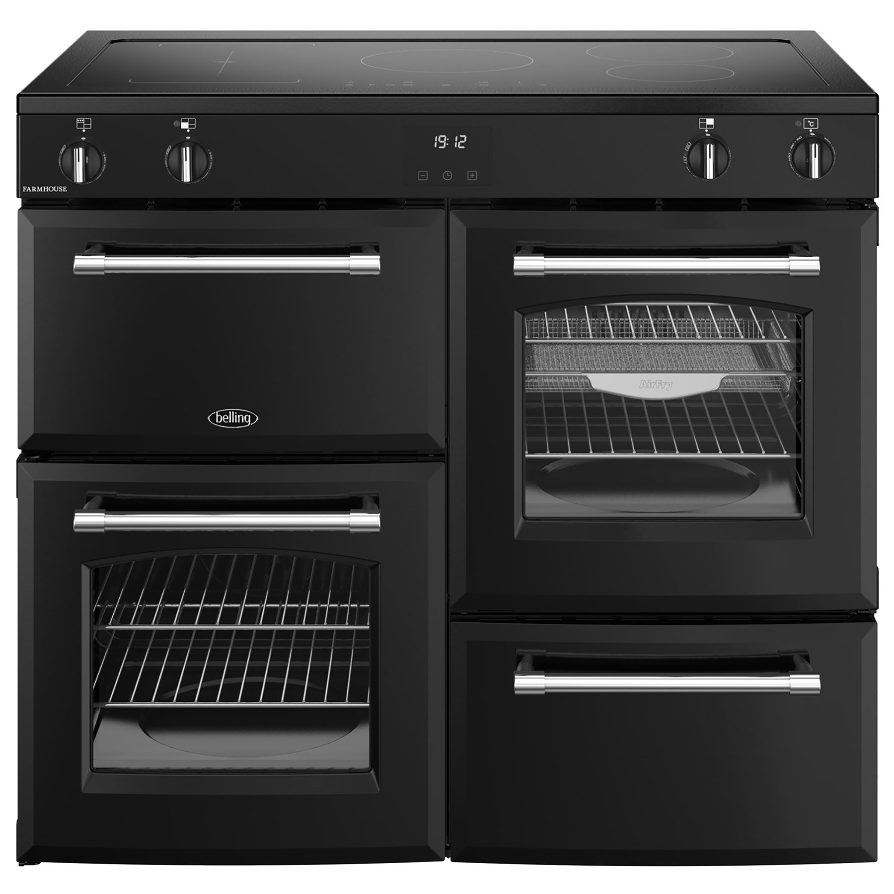 Belling BEL RCA FARMHOUSE 100EI BLK 11832 100cm Induction Range Cooker – BLACK