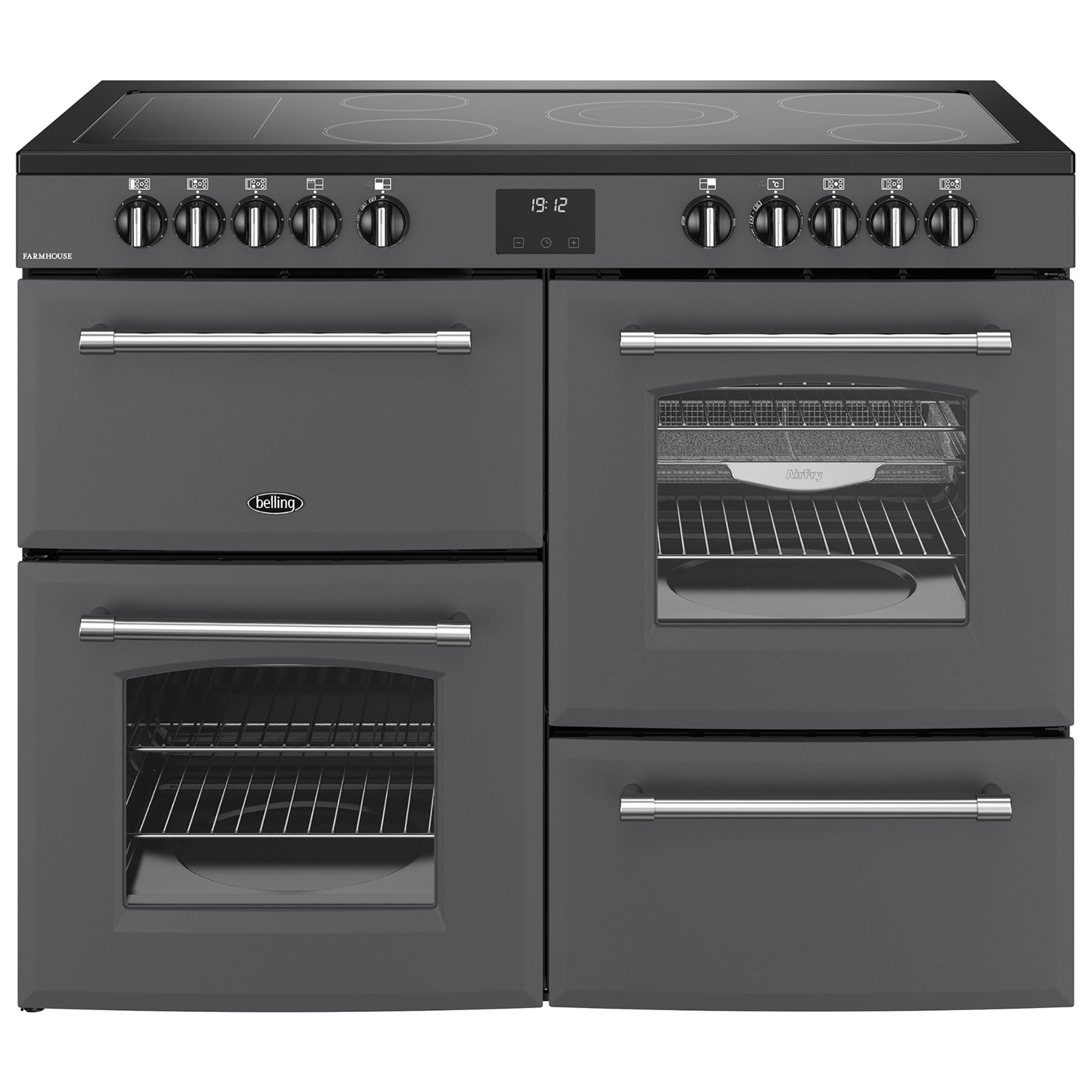 Image of Belling 444411834 110cm Wide Farmhouse Ceramic Range Cooker in Anthrac