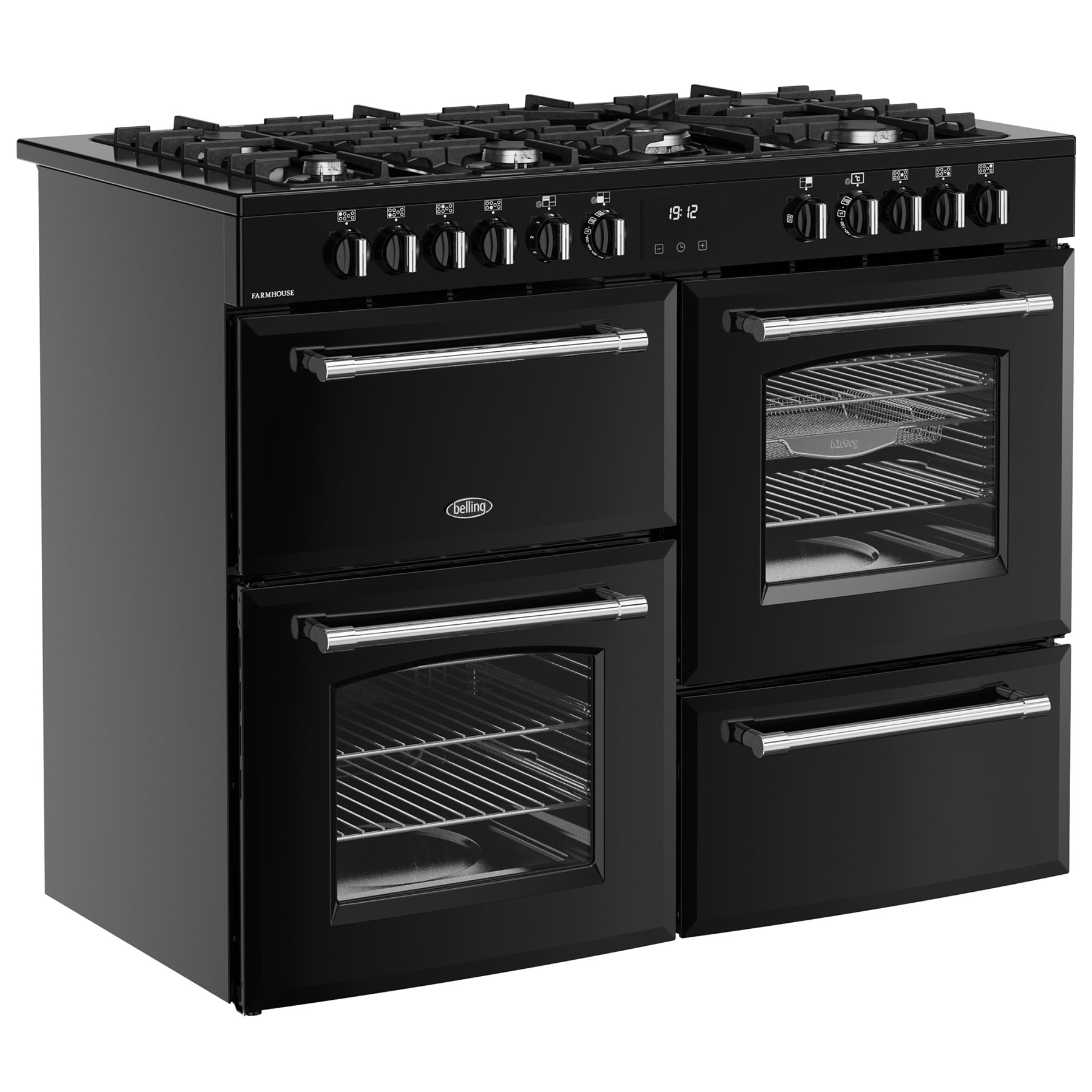 Belling 444411838 110cm Wide Farmhouse Dual Fuel Range Cooker in Black, photo 3