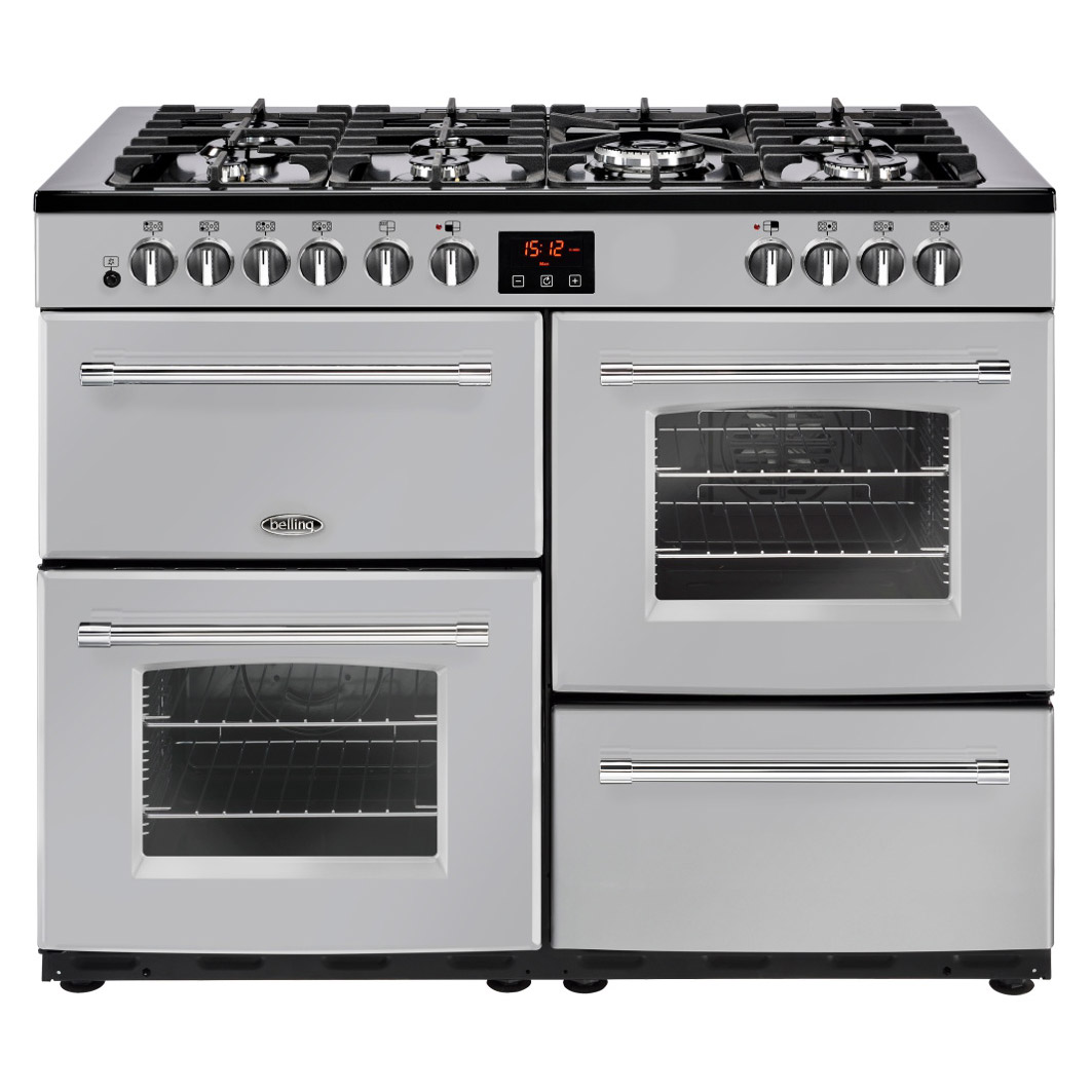 Image of Belling 444444146 110cm Farmhouse 110DFT Dual Fuel Range Cooker in Sil