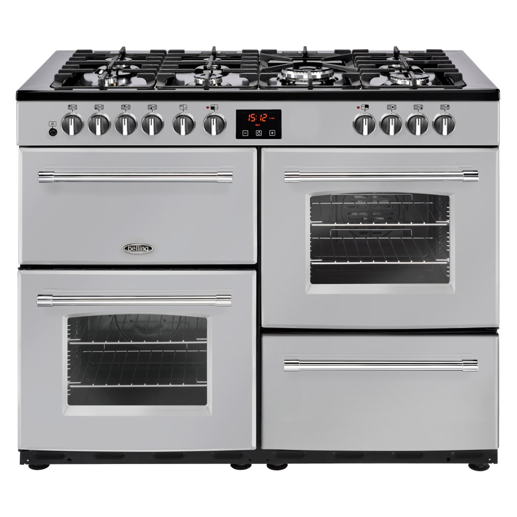Image of Belling 444444146 110cm Wide Farmhouse Duel Fuel Range Cooker in Silve