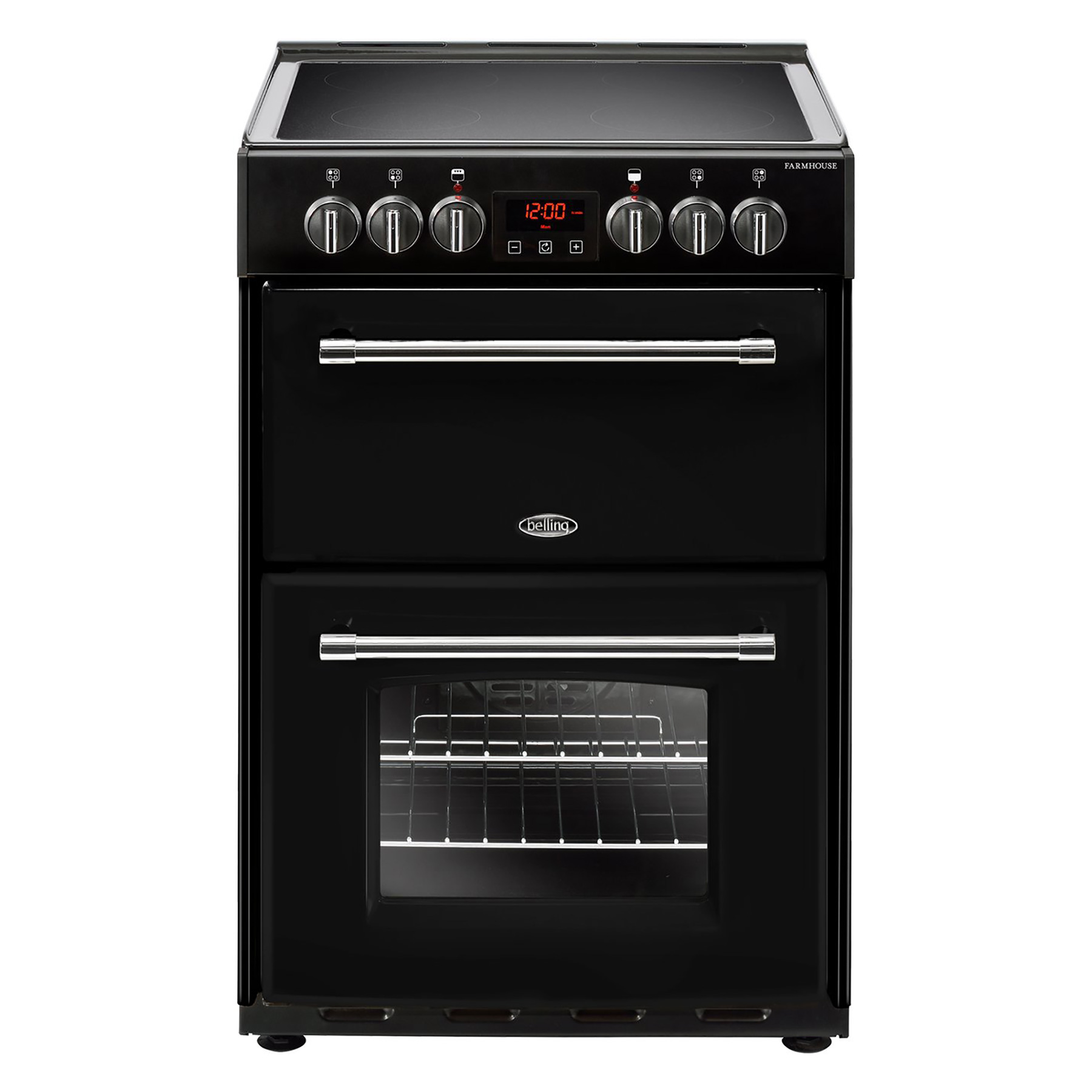 Image of Belling 444444711 60cm Farmhouse Double Oven Cooker in Black Ceramic H