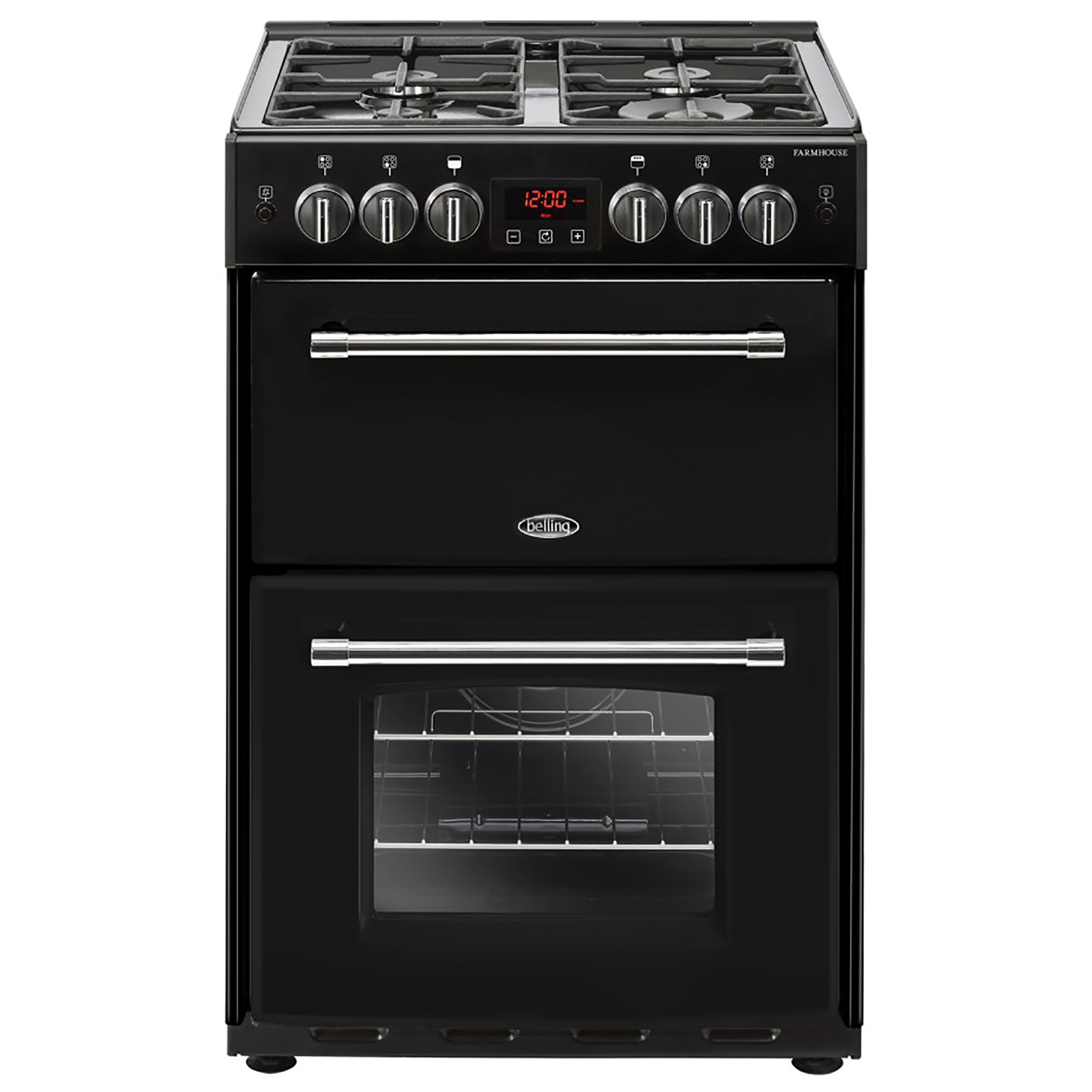 Image of Belling 444444717 60cm Farmhouse 60G Double Oven Gas Cooker in Black
