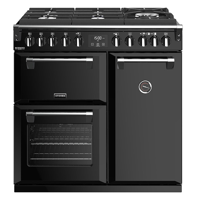 Photos - Oven Stoves 444444899 90cm Richmond DX S900GTG Dual Fuel Range Cooker Black 