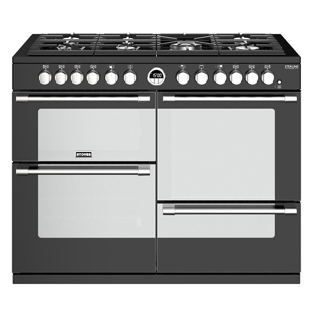Photos - Oven Stoves 444444951 110cm Sterling DX S1100DF Dual Fuel Range Cooker Blac 