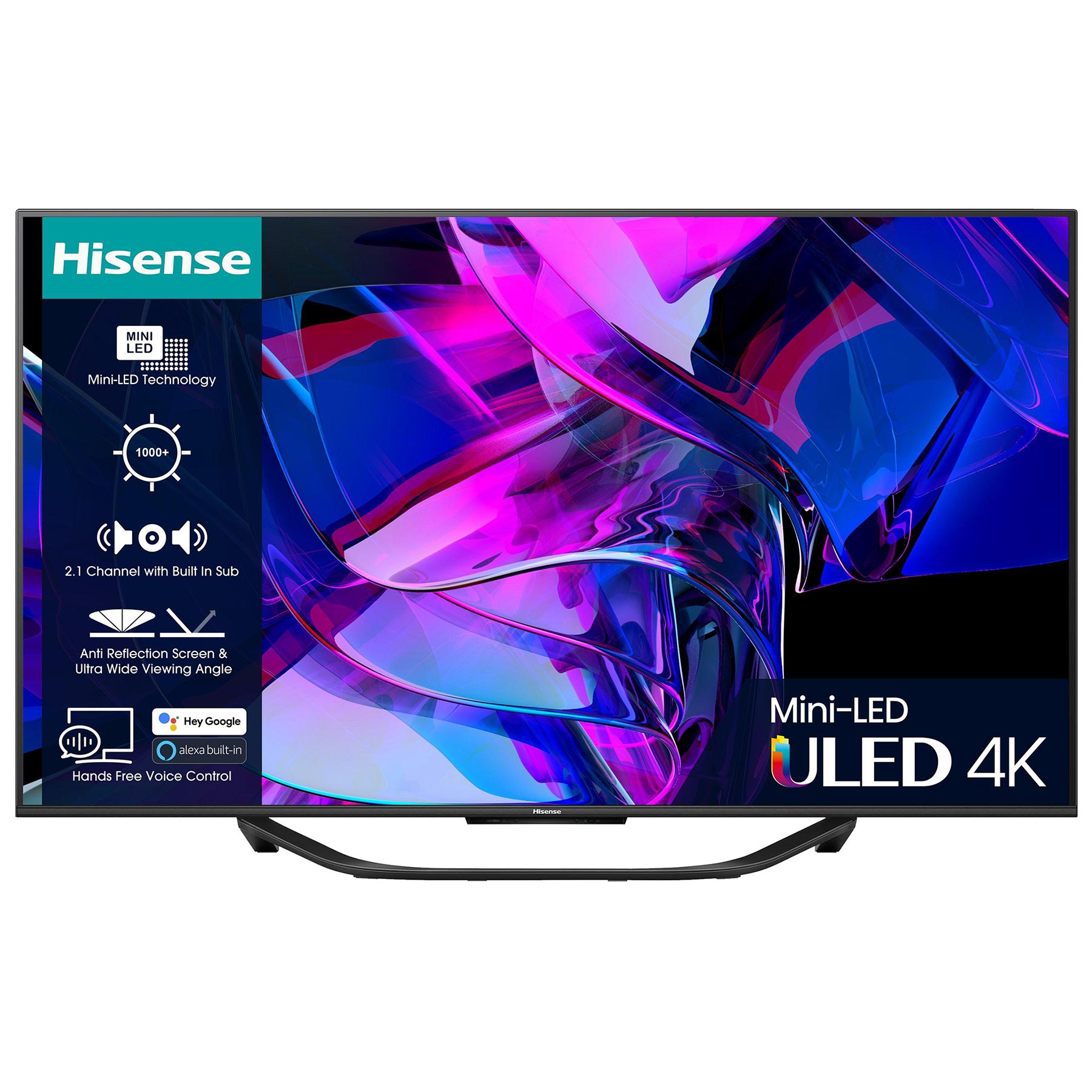 Image of Hisense 55U7KQTUK 55 4K HDR UHD Smart Mini LED TV Dolby Vision IQ Atmo