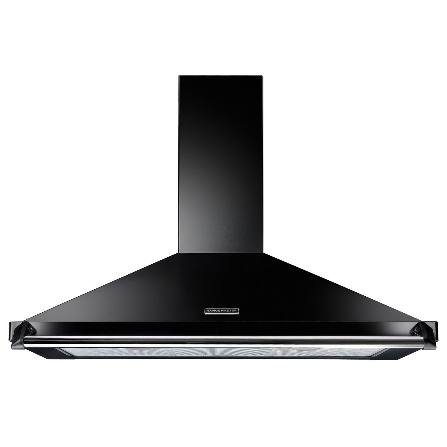 Image of Rangemaster 63050 90cm CLASSIC Cooker Hood in Black with Chrome Rail