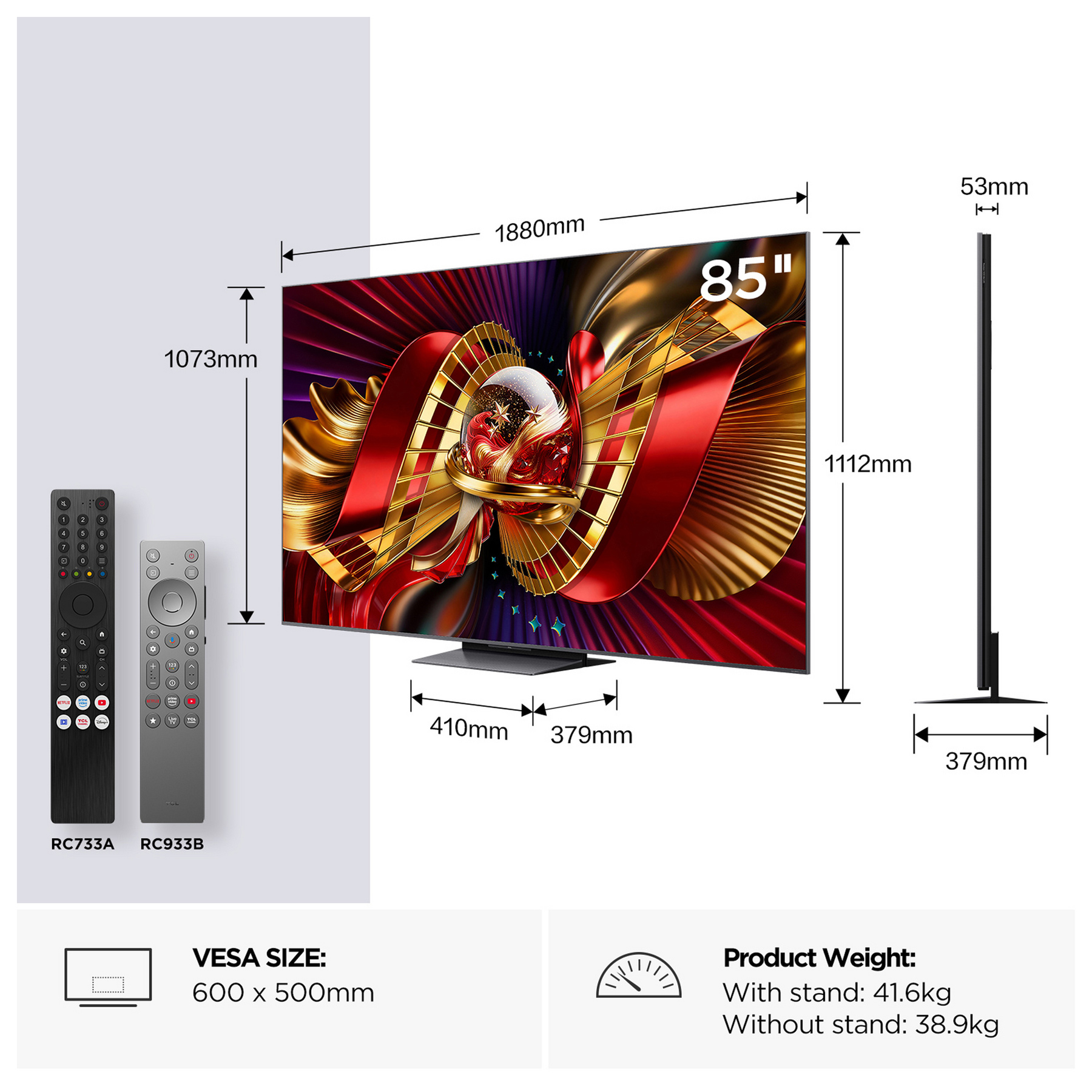 TCL C8L 85C8L-UK TV 2.16 m (85") 4K Ultra HD Smart TV Wi-Fi Black 6000 cd/m²
