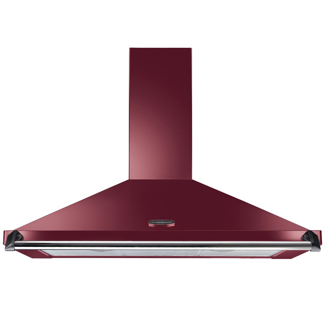 Image of Rangemaster 92850 110cm CLASSIC Cooker Hood in Cranberry with Chrome R