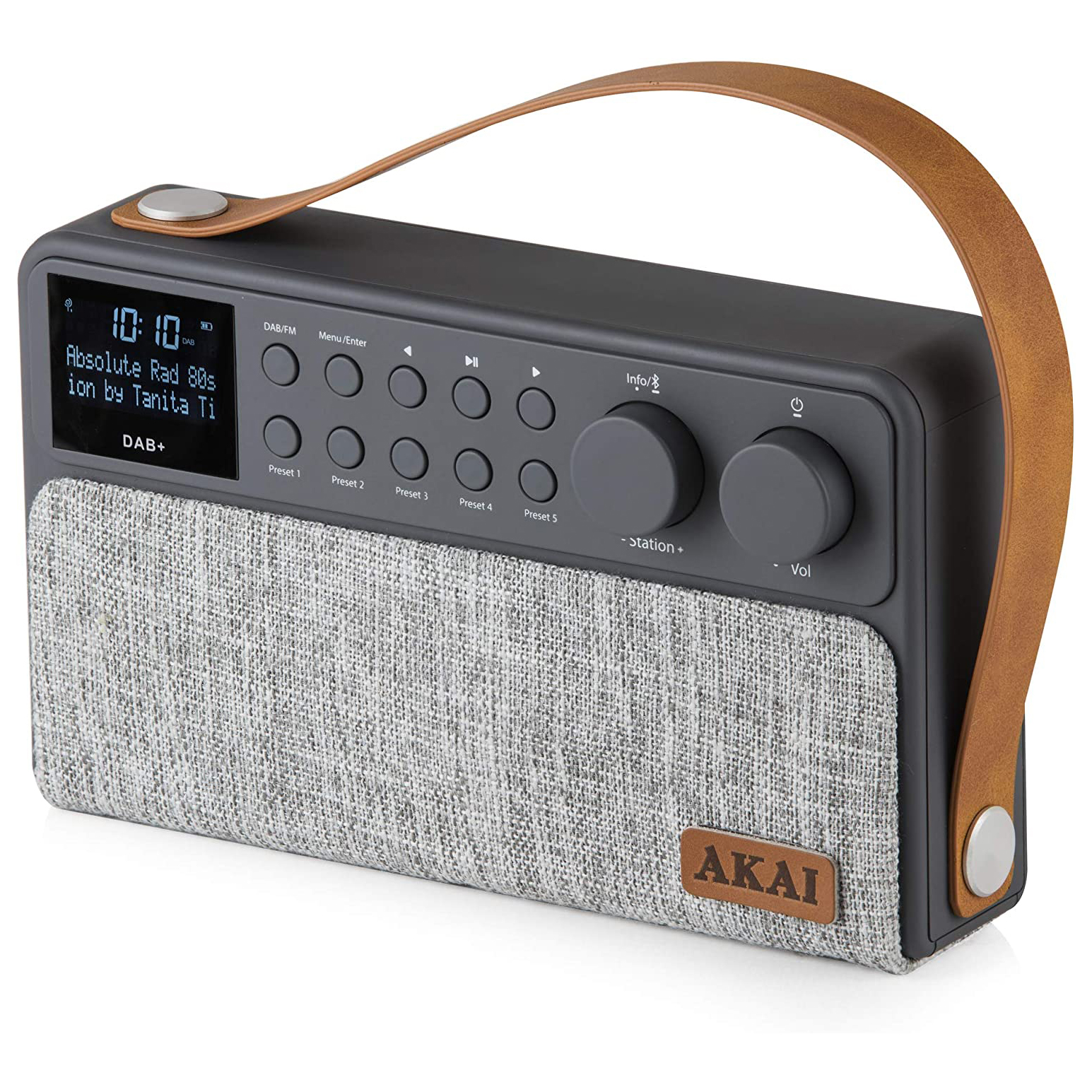 Image of Akai A61028 Sonisk Bluetooth Rechargeable DAB FM Radio Grey
