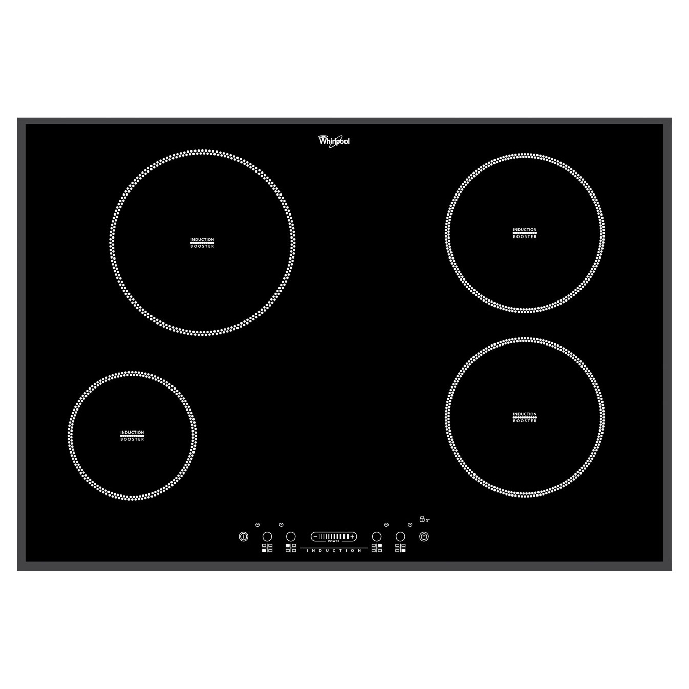 Image of Whirlpool ACM813BA 77cm 4 Zone Induction Hob in Black Glass
