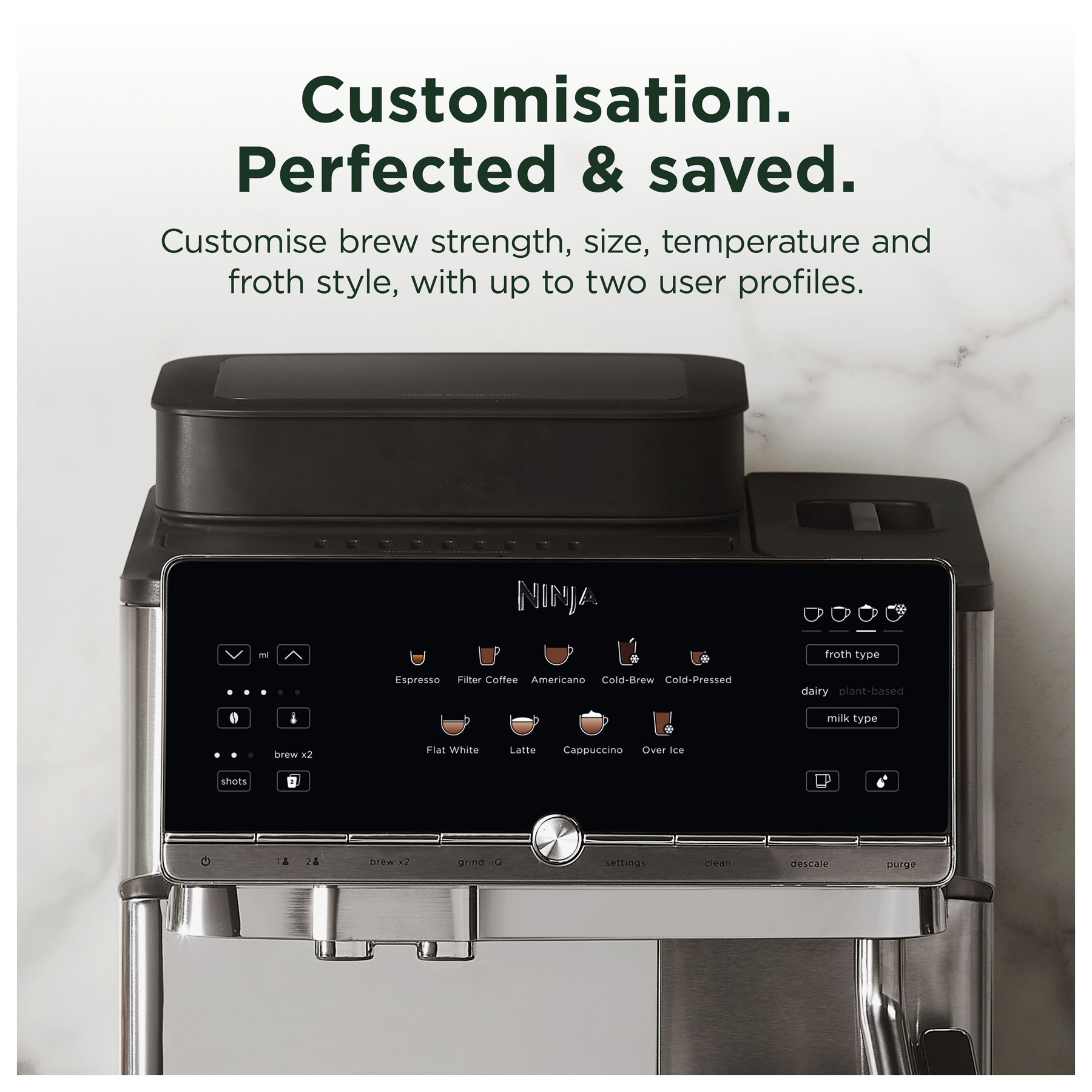 Ninja AE1001UK Ninja AutoBarista Coffee Machine Black Stainless Steel, photo 4