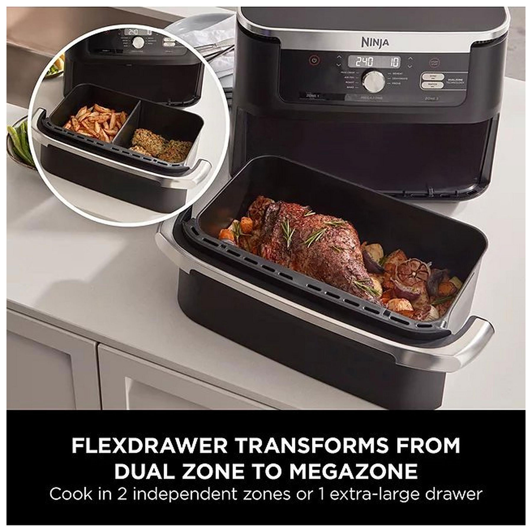 Ninja AF500UK Ninja 10 4L Foodi FlexDrawer Dual Zone Air Fryer in Blac, photo 3