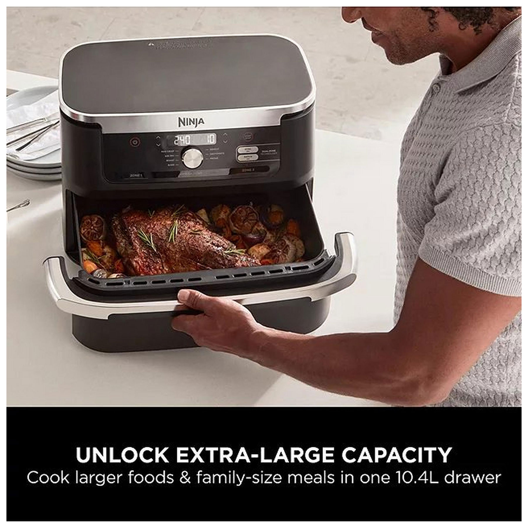 Ninja AF500UK Ninja 10 4L Foodi FlexDrawer Dual Zone Air Fryer in Blac, photo 4