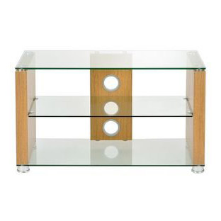TTAP L611 1000 3O Elegance 1000mm TV Stand in Light Oak with Clear Gla