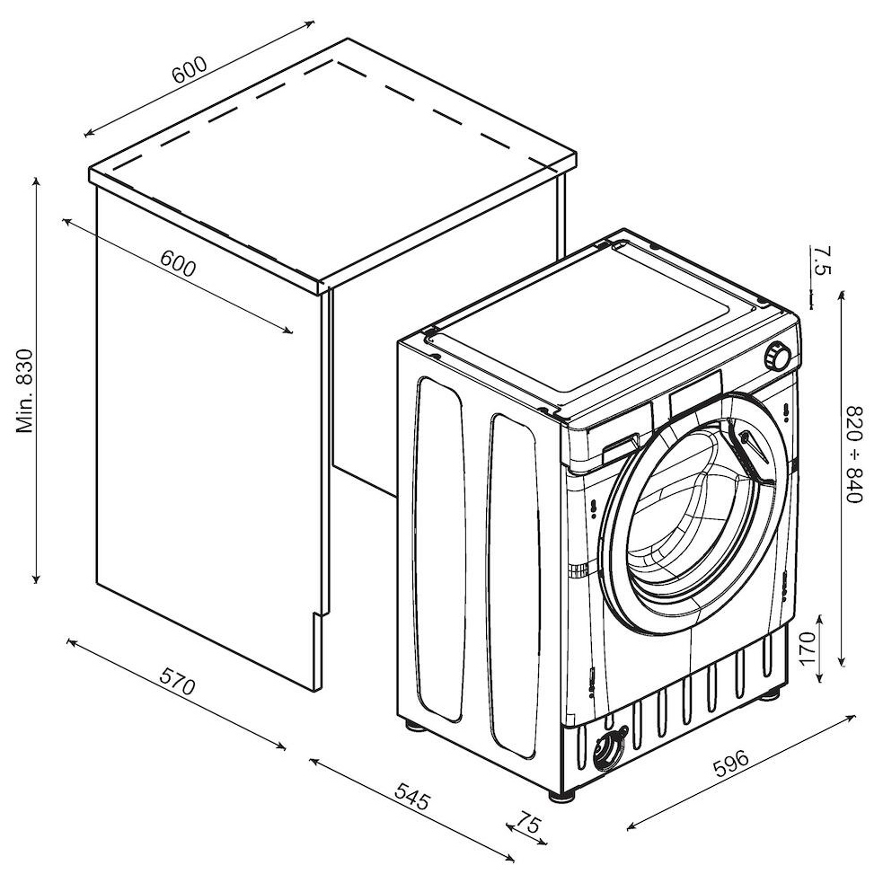 Candy BC4S49M6D8J Prowash 400 Integrated Washing Machine 1400 Spin 9kg, photo 5