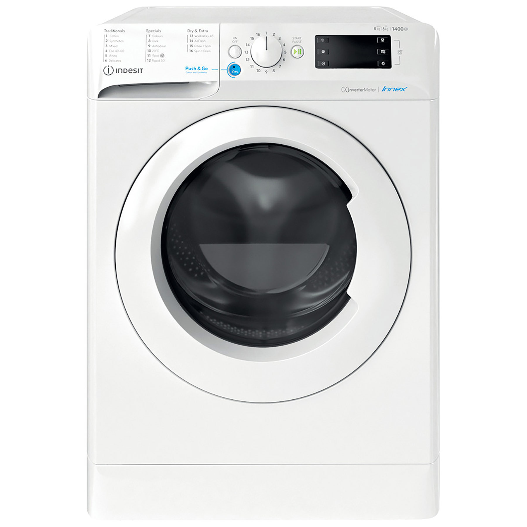 indesit bde86436xwuk washer dryer in white 1400rpm 8kg 6kg d rated