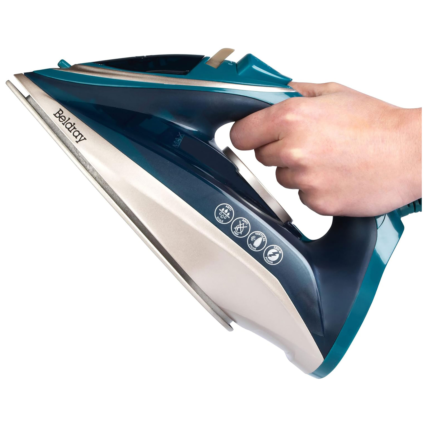 Beldray BEL01480 150 Duo Glide Steam Iron in Green and Gold 2200W