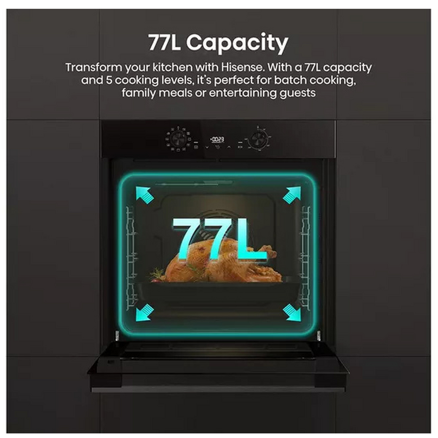 Hisense BI622ABPGUK Built In Electric Single Oven in Black 77L A Rated, photo 3