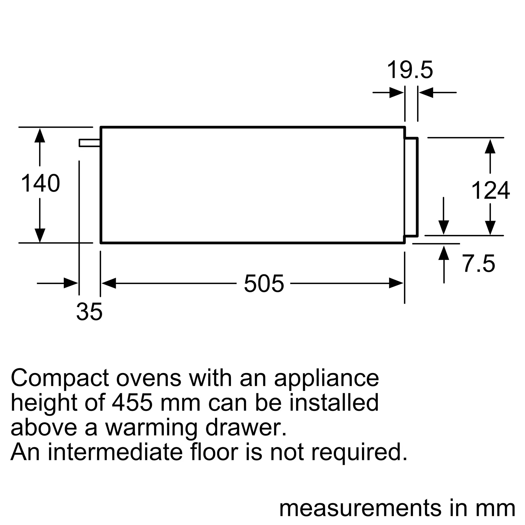 Bosch BIC510NS0B Series 6 14cm Built In Warming Drawer in Black St St, photo 5
