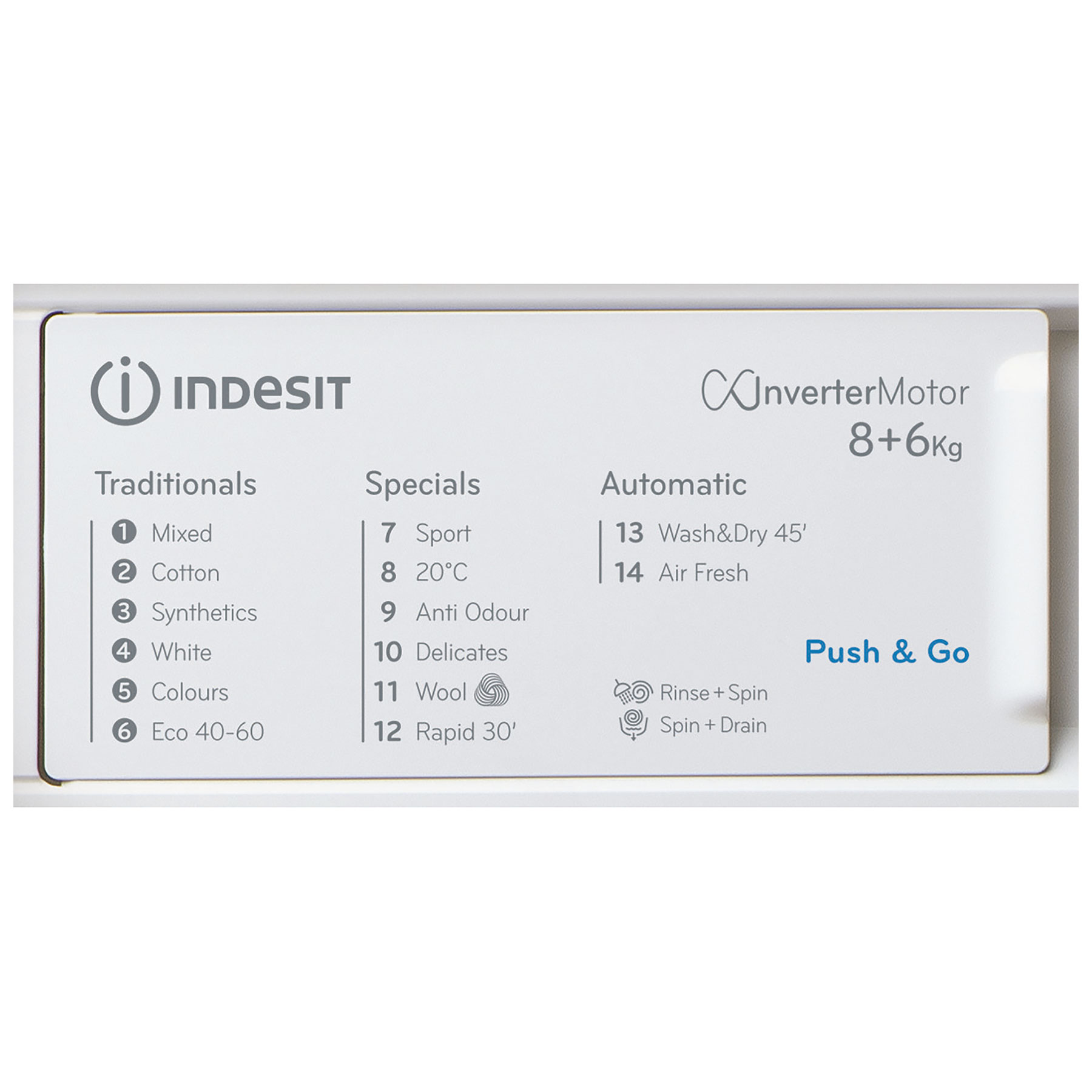 Indesit BIWDIL861485 Integrated Washer Dryer 1400 Spin 8kg 6kg D Rated, photo 5